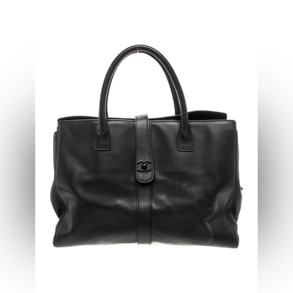 CHANEL Handbags - CHANEL Black Leather Top-Handle Tote